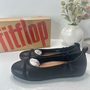FitFlops Allegro Leather Slip On Ballet Flat Black Women 10 Tried On